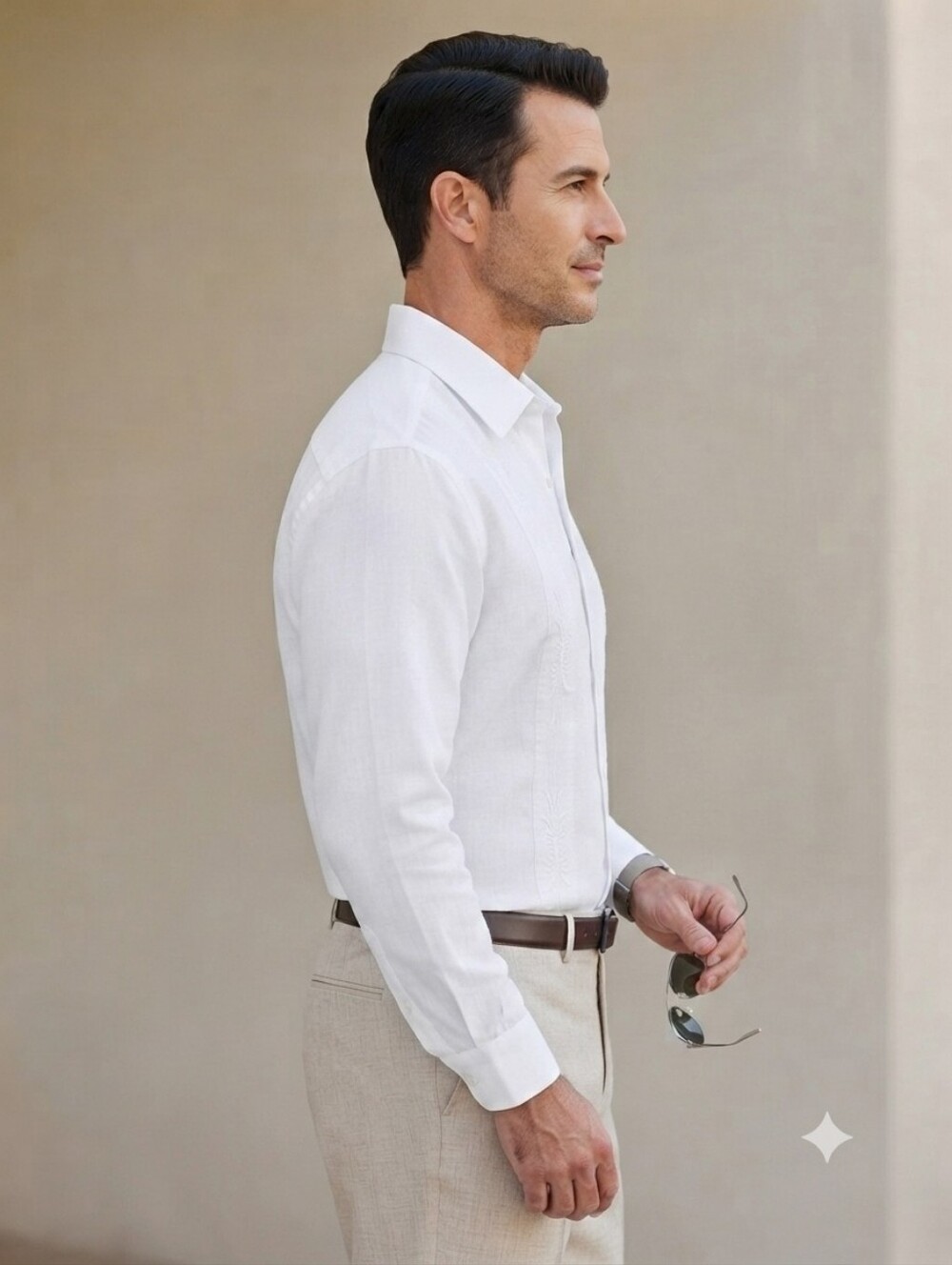 Vitorio Romani Men's NWT White Embroidered Long Sleeve Dress Shirt Size Medium - Picture 5 of 8